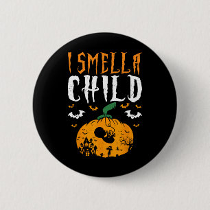 Ik ruik een kind Halloween pompoen zwangerschap An Ronde Button 5,7 Cm