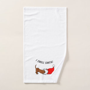 Ik ruik Kerstman! Tekening van een dachshond Handdoek