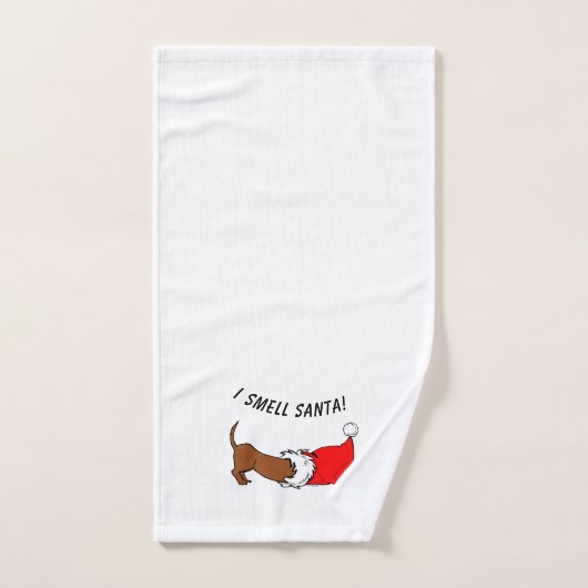 Ik ruik Kerstman! Tekening van een dachshond Handdoek (Handdoek)