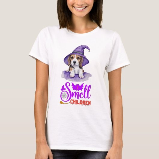 Ik ruik kinderen Beagle Witch T-shirt (Voorkant)