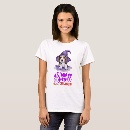 Ik ruik kinderen Beagle Witch T-shirt (Voorkant volledig)