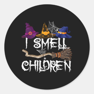 Ik ruik kinderen heksen Halloween Py Ronde Sticker