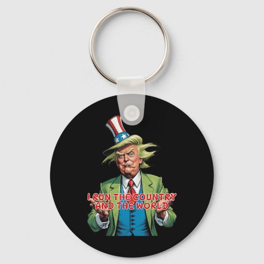 Ik run het land en de wereld grappig Trump Sleutelhanger (Voorkant)