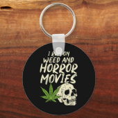 Ik run wiet horror films schedel plezier Halloween Sleutelhanger (Voorkant)