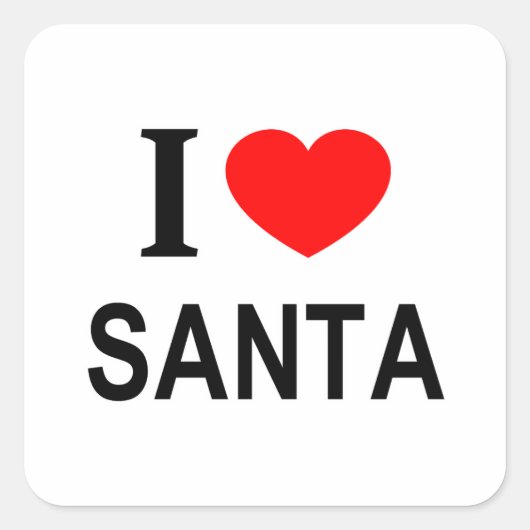 IK ❤️ SANTA IK HOU VAN SANTA I HEART SANTA VIERKANTE STICKER (Voorkant)
