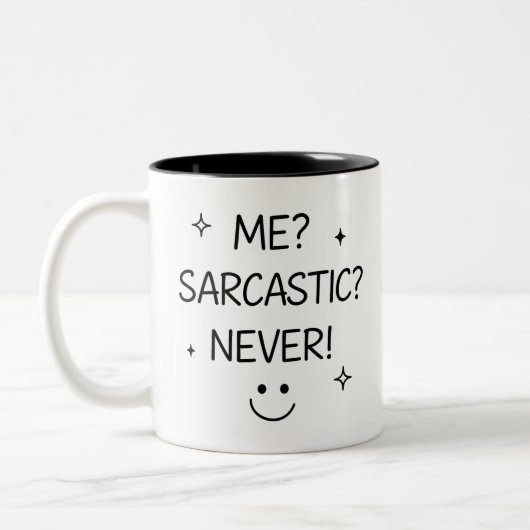 Ik? Sarcasme? Nooit! – Grappige mok (Links)