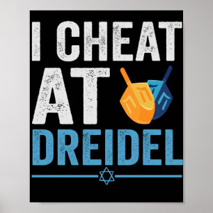Ik schaak op Dreidel Funny Jewish Game Holiday Gif Poster