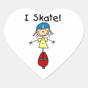 Ik Schaats Skateboarden Meisje Hart Sticker