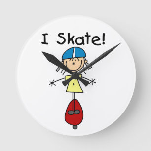 Ik Schaats Skateboarden Meisje Ronde Klok