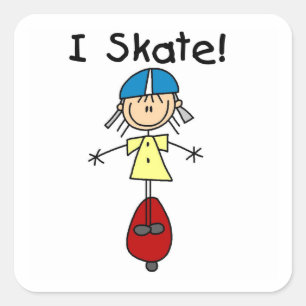 Ik Schaats Skateboarden Meisje Vierkante Sticker
