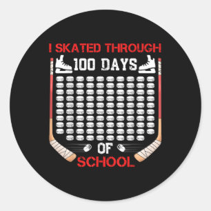 Ik schaatste door 100 dagen ijshockeyfan op school ronde sticker