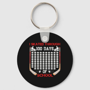 Ik schaatste door 100 dagen school ijs hockey fan sleutelhanger