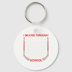 Ik schaatste door 100 dagen school ijs hockey fan sleutelhanger