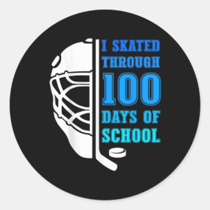 Ik schaatste door 100 dagen schooltijd ijshockeyjo ronde sticker