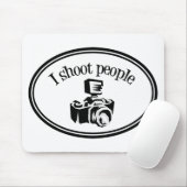 Ik schafte mensen fotograaf's camera B&W Muismat (Met muis)