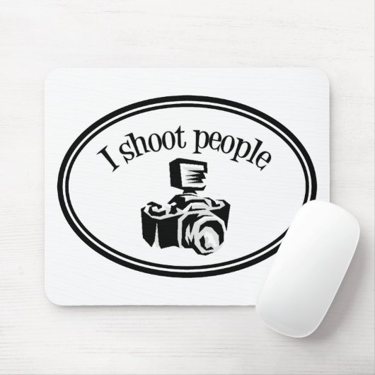 Ik schafte mensen fotograaf's camera B&W Muismat (Met muis)