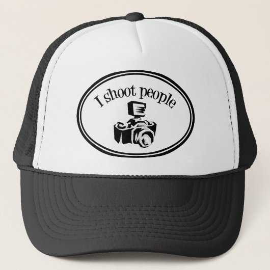 Ik schafte mensen fotograaf's camera B&W Trucker Pet (Voorkant)