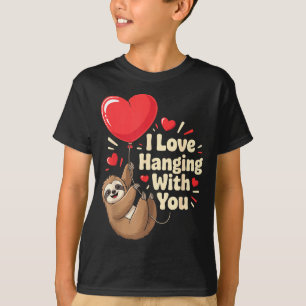 Ik Schattige Hangende Luiaard Hart Valentijnsdag T-shirt