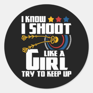 Ik schiet als een meisje - boogschieten boogschutt ronde sticker