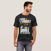 Ik schiet als een meisje - boogschieten boogschutt t-shirt (Voorkant volledig)