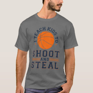 Ik schiet en steel basketbalcoach jongen t-shirt