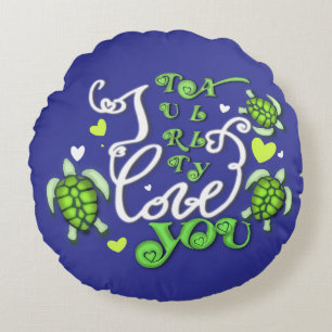 Ik schildpad-lijk hou van jou - Valentijnsdag Rond Kussen