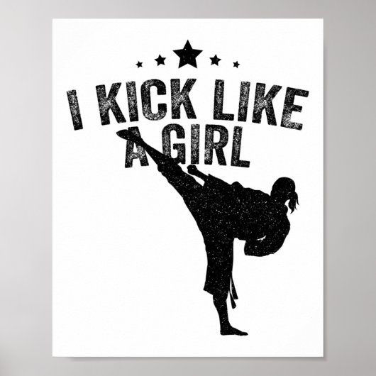 Ik schop als een meisje-karate kickboksmeisje poster (Voorkant)