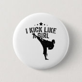 Ik schop als een meisje-karate kickboksmeisje ronde button 5,7 cm (Voorkant)