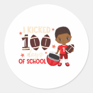 Ik schopte 100 dagen van school Football African B Ronde Sticker
