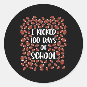 Ik schopte 100 dagen van school voetballers studen ronde sticker