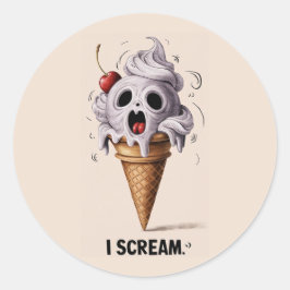 "Ik schreeuw" Grappige Ghost Chef Halloween Ice Cr Ronde Sticker