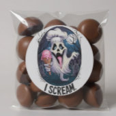 "Ik schreeuw" Grappige Ghost Chef Halloween Ice Cr Ronde Sticker