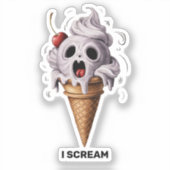 "Ik schreeuw" Grappige Ghost Chef Halloween Ice Cr Sticker (Voorkant)