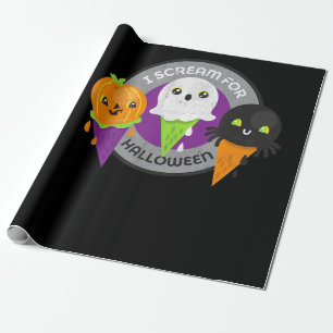 Ik schreeuw om Halloween Pumpkin Spider Ghost Cadeaupapier
