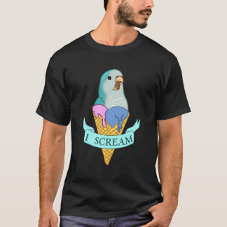 Ik schreeuw Quaker Parrot Ice Cream Blue Monk Para T-shirt