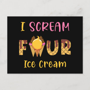 Ik schreeuw Vier Ice Cream Kinder Jongen Meisje 4e Feestdagenkaart