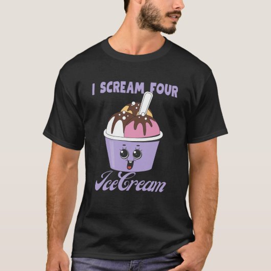 Ik schreeuw Vier Ice Cream Kinder Jongen Meisje 4e T-shirt (Voorkant)