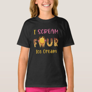 Ik schreeuw Vier Ice Cream Kinder Jongen Meisje 4e T-shirt