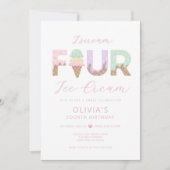 Ik schreeuw Vier Ice Cream Verjaardagsfeestuitnodi Kaart (Voorkant)