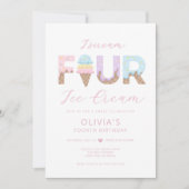 Ik schreeuw Vier Ice Cream Verjaardagsfeestuitnodi Kaart (Voorkant)