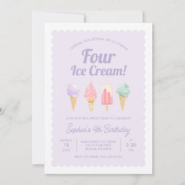 Ik schreeuw VIER ijsjes verjaardagsuitnodiging Kaart