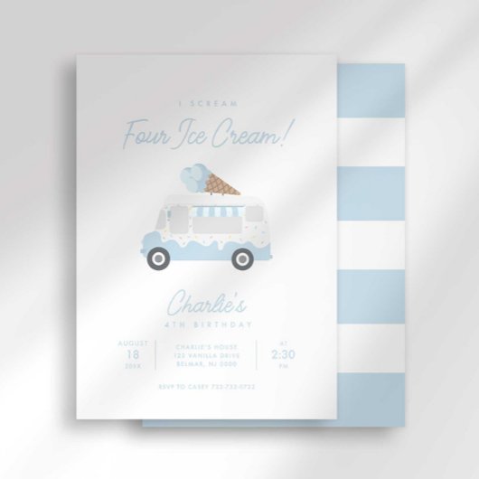 Ik schreeuw VIER ijsjes verjaardagsuitnodiging Kaart