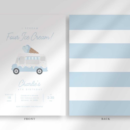 Ik schreeuw VIER ijsjes verjaardagsuitnodiging Kaart