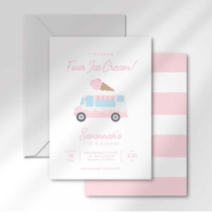 Ik schreeuw VIER ijsjes verjaardagsuitnodiging Kaart