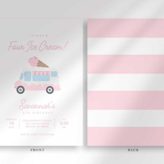 Ik schreeuw VIER ijsjes verjaardagsuitnodiging Kaart