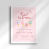 Ik schreeuw VIER ijsjes verjaardagsuitnodiging Kaart
