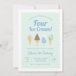 Ik schreeuw VIER ijsjes verjaardagsuitnodiging Kaart