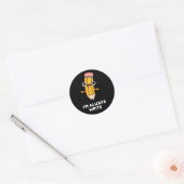 Ik schrijf altijd Funny Pencil Pun Dark BG Ronde Sticker (Envelop)
