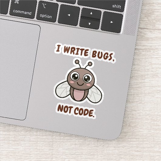 Ik schrijf bugs, geen code. sticker (Detail)