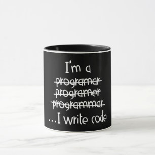 Ik Schrijf Code Programmeur Humor Typografie Grafi Mok